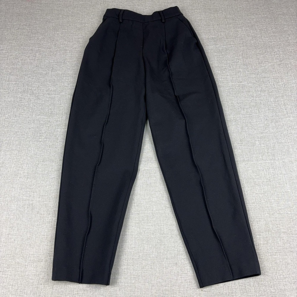 Spanx Pants Womens XS Black Ponte Tapered Pleated Pull On Stretch Dress